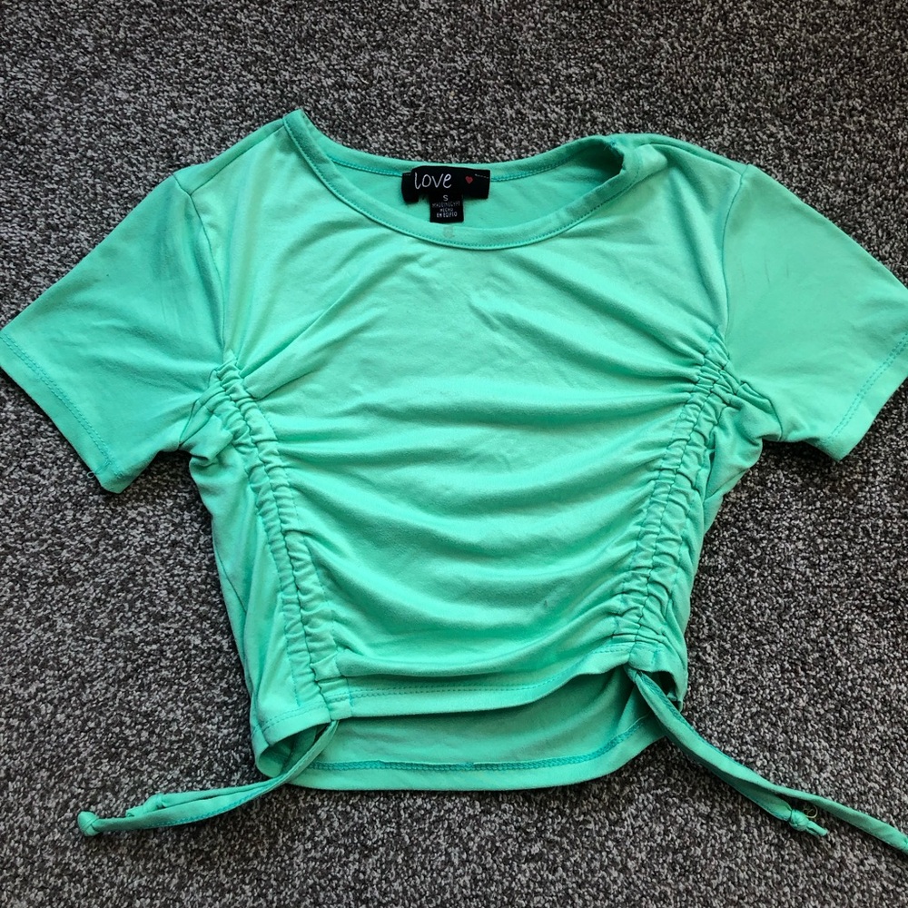 Love Green Ruched Crop T-Shirt